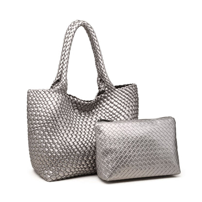 Hand-Woven Square Tote Bag with Magnetic Closure