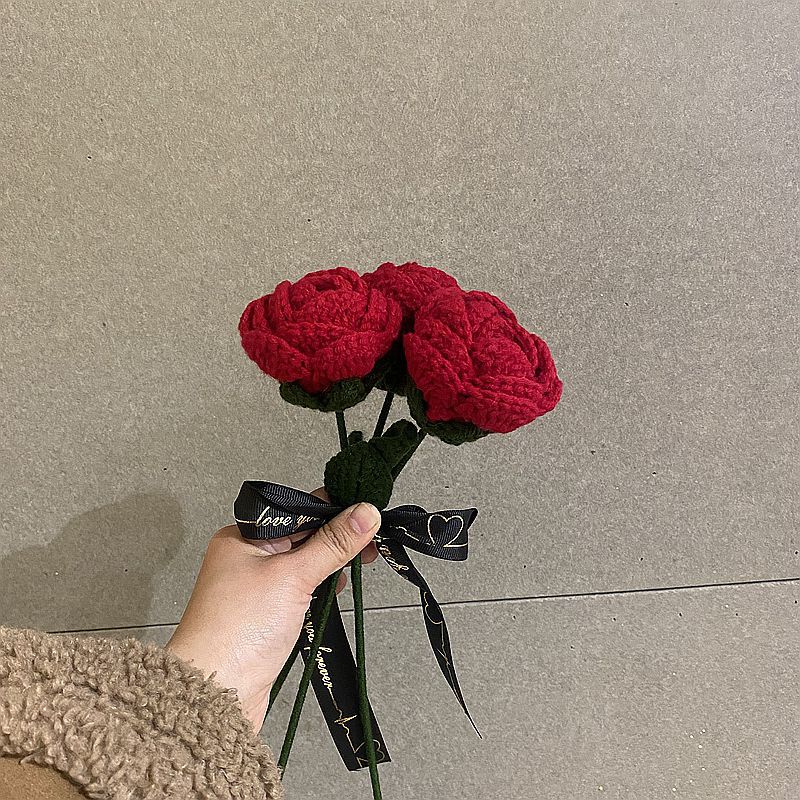 Hand-Woven Wool Knitted Flowers