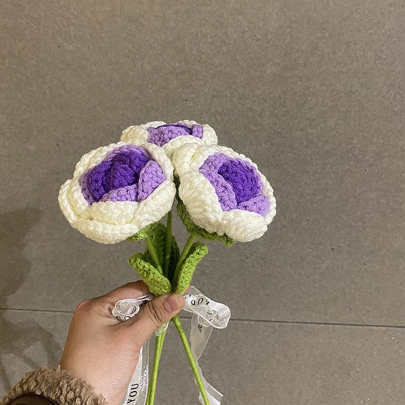 Hand-Woven Wool Knitted Flowers