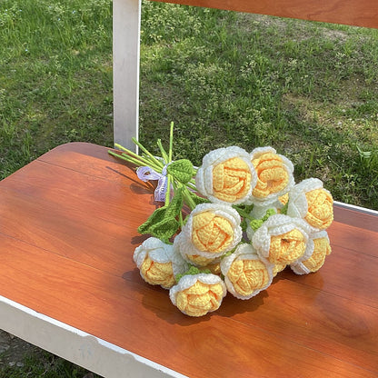 Hand-Woven Wool Knitted Flowers