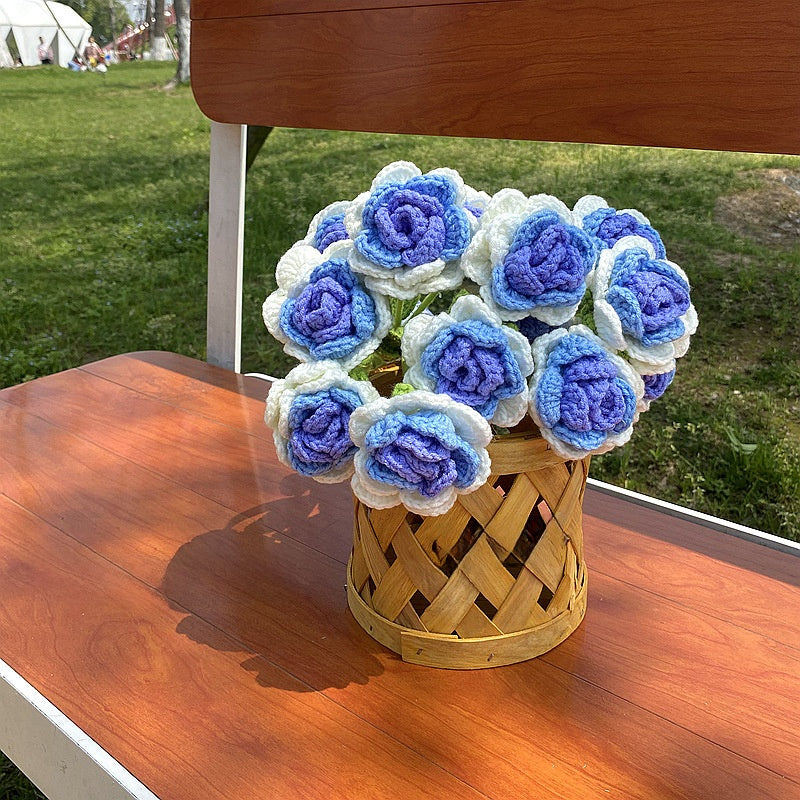 Hand-Woven Wool Knitted Flowers