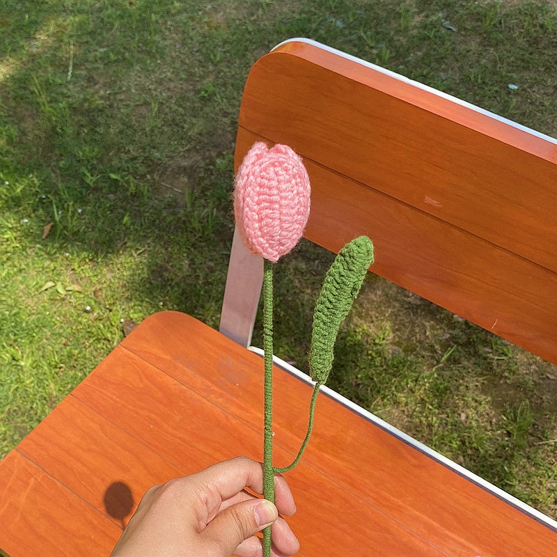 Hand-Woven Wool Knitted Flowers
