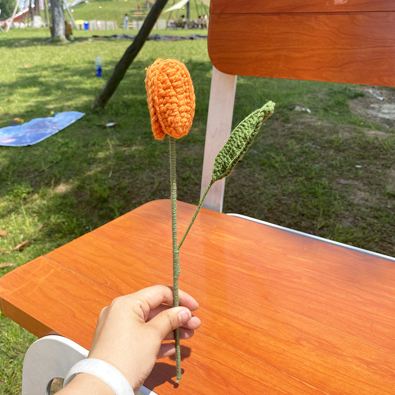 Hand-Woven Wool Knitted Flowers
