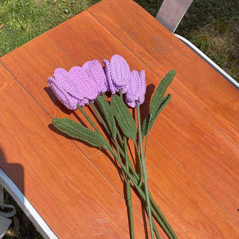 Hand-Woven Wool Knitted Flowers