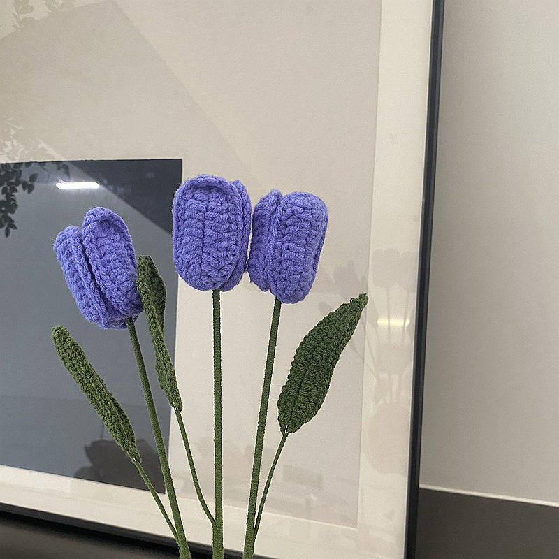 Hand-Woven Wool Knitted Flowers