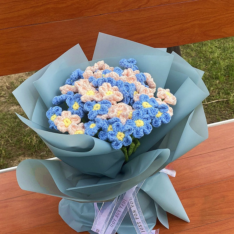 Hand-Woven Wool Knitted Flowers