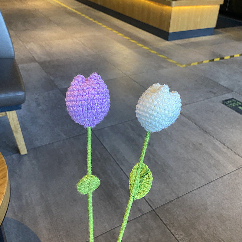Hand-Woven Wool Knitted Flowers