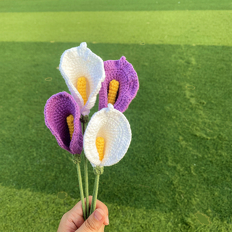 Hand-Woven Wool Knitted Flowers