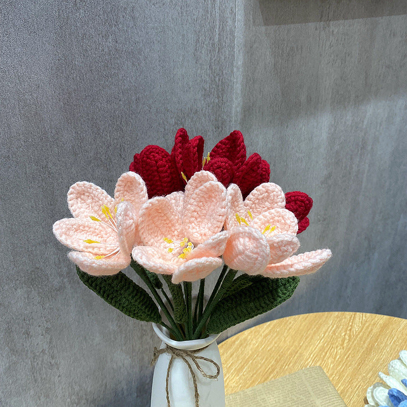 Hand-Woven Wool Knitted Flowers