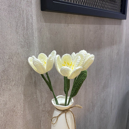 Hand-Woven Wool Knitted Flowers