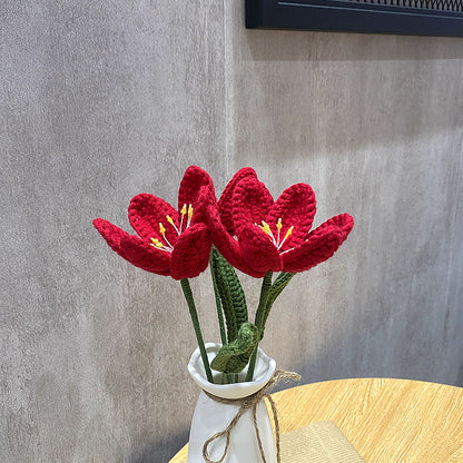 Hand-Woven Wool Knitted Flowers