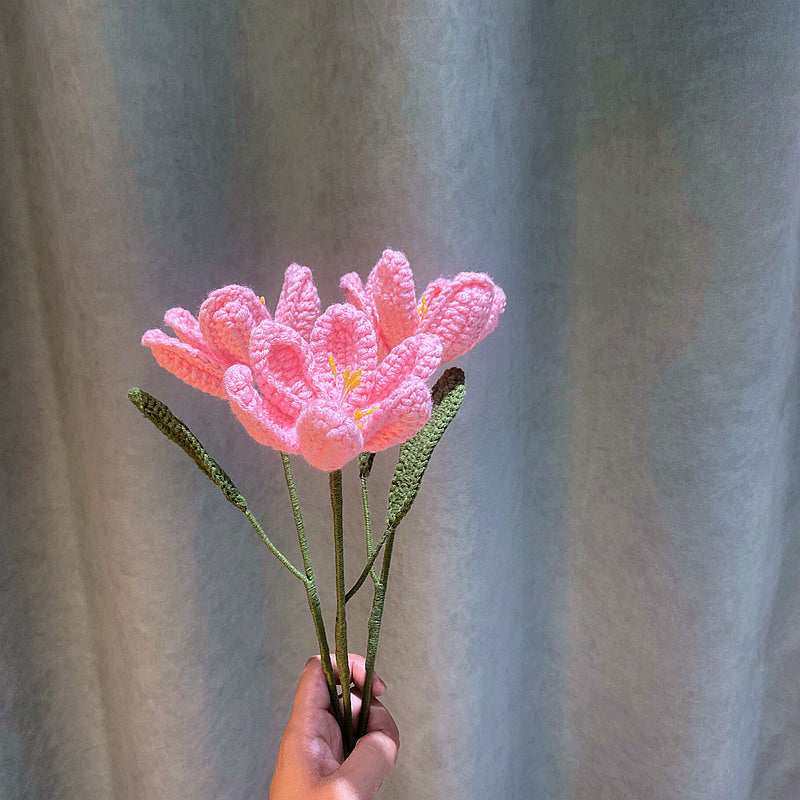 Hand-Woven Wool Knitted Flowers