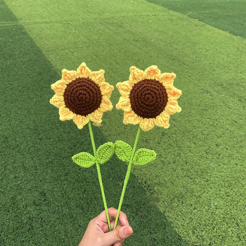 Hand-Woven Wool Knitted Flowers