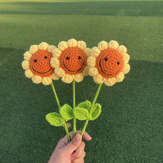 Hand-Woven Wool Knitted Flowers