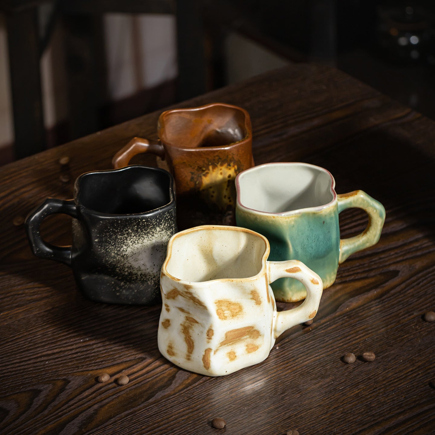 Handcrafted rough earthenware cups