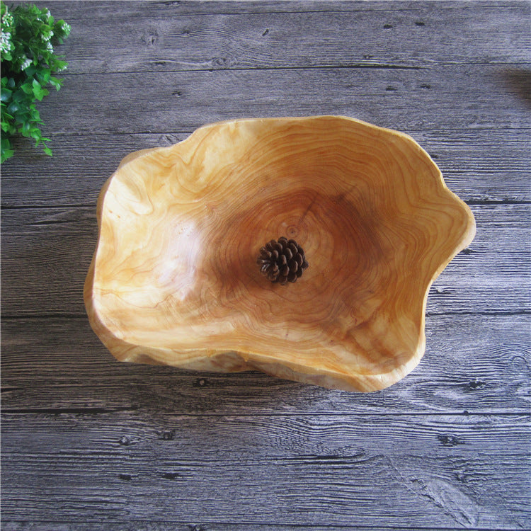 Handcrafted Solid Wood Root Carving Fruit Bowl