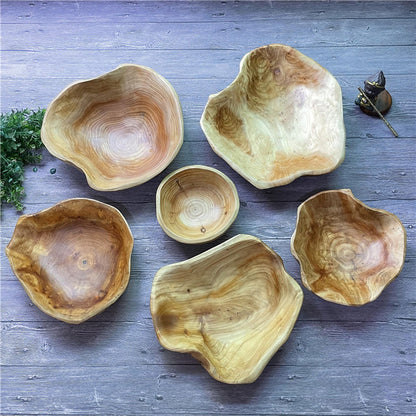 Handcrafted Solid Wood Root Carving Fruit Bowl