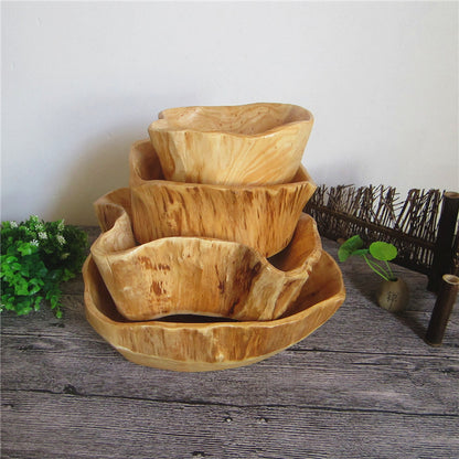 Handcrafted Solid Wood Root Carving Fruit Bowl