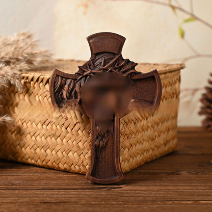 Handcrafted Wood Carving Cross Wall Hanging Decor
