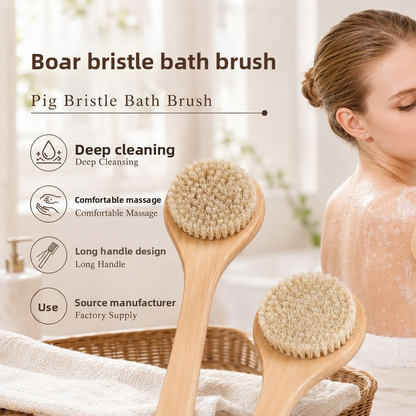 Handheld Body Bath Brush with Boar Bristles