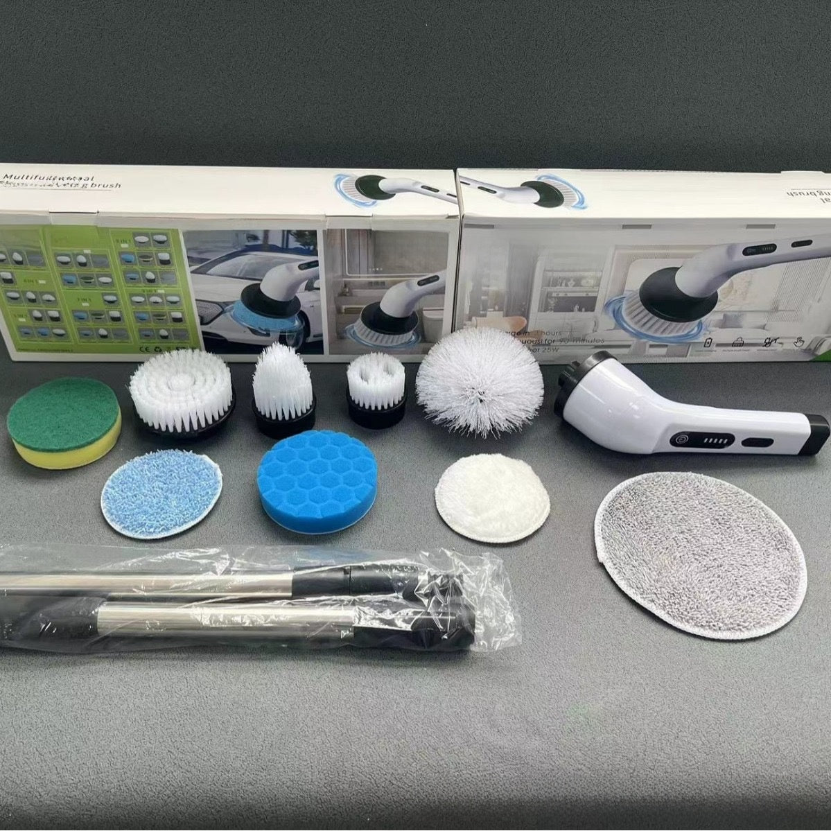 Handheld Electric Cleaning Brush with Rotating Heads