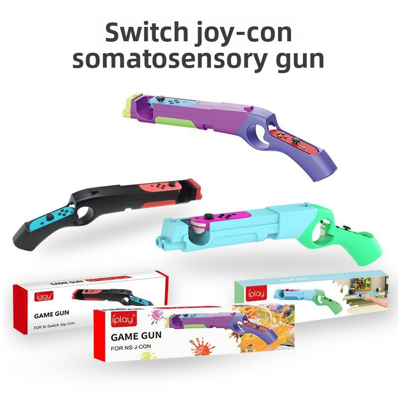Handheld game gun with body-sensing gunstock