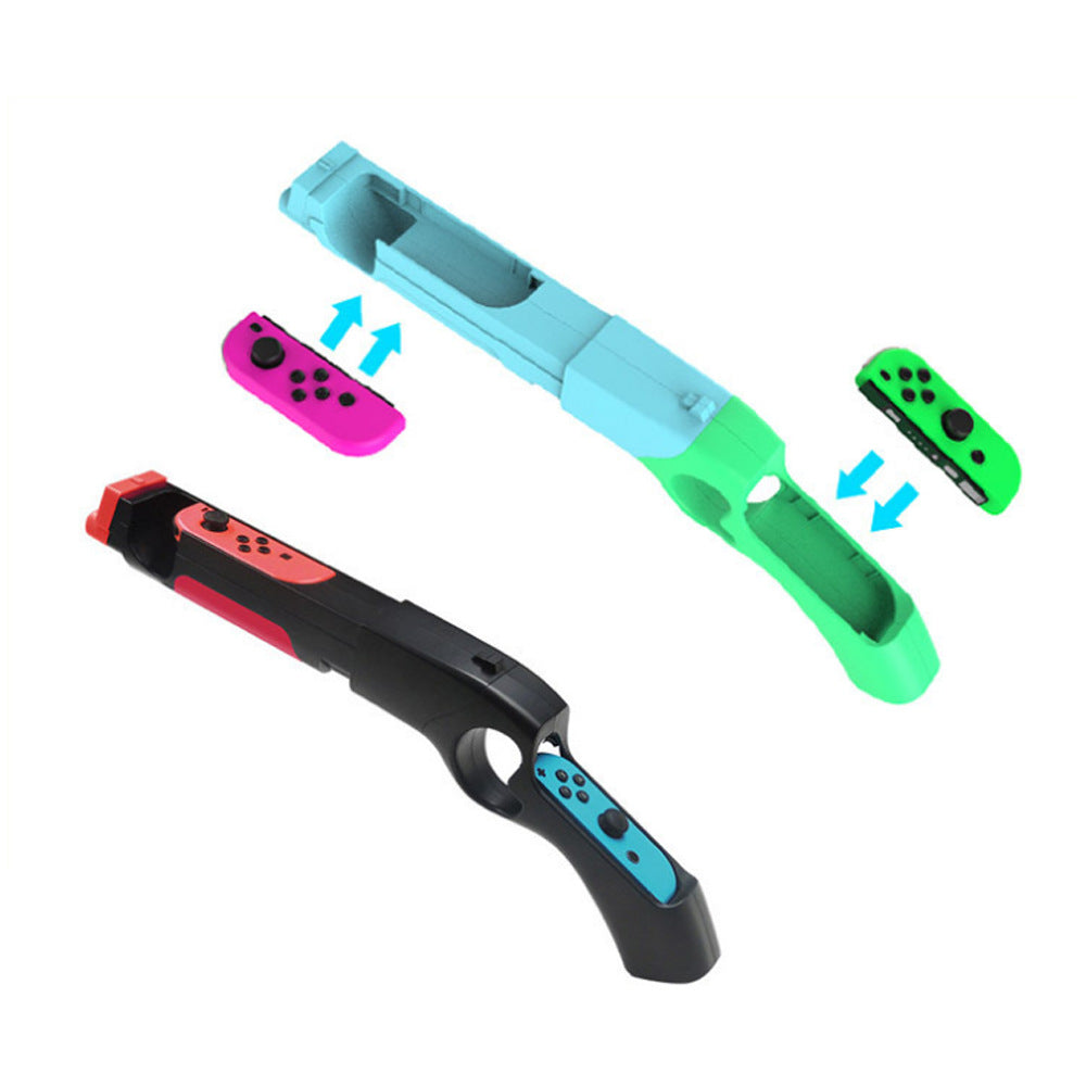 Handheld game gun with body-sensing gunstock