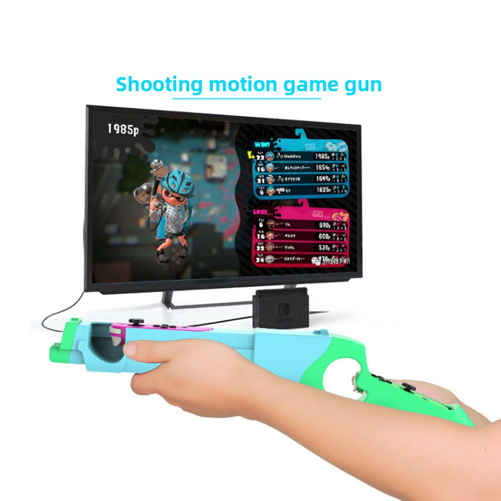 Handheld game gun with body-sensing gunstock