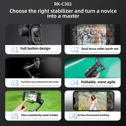 Handheld Gimbal Stabilizer with Auto Tracking