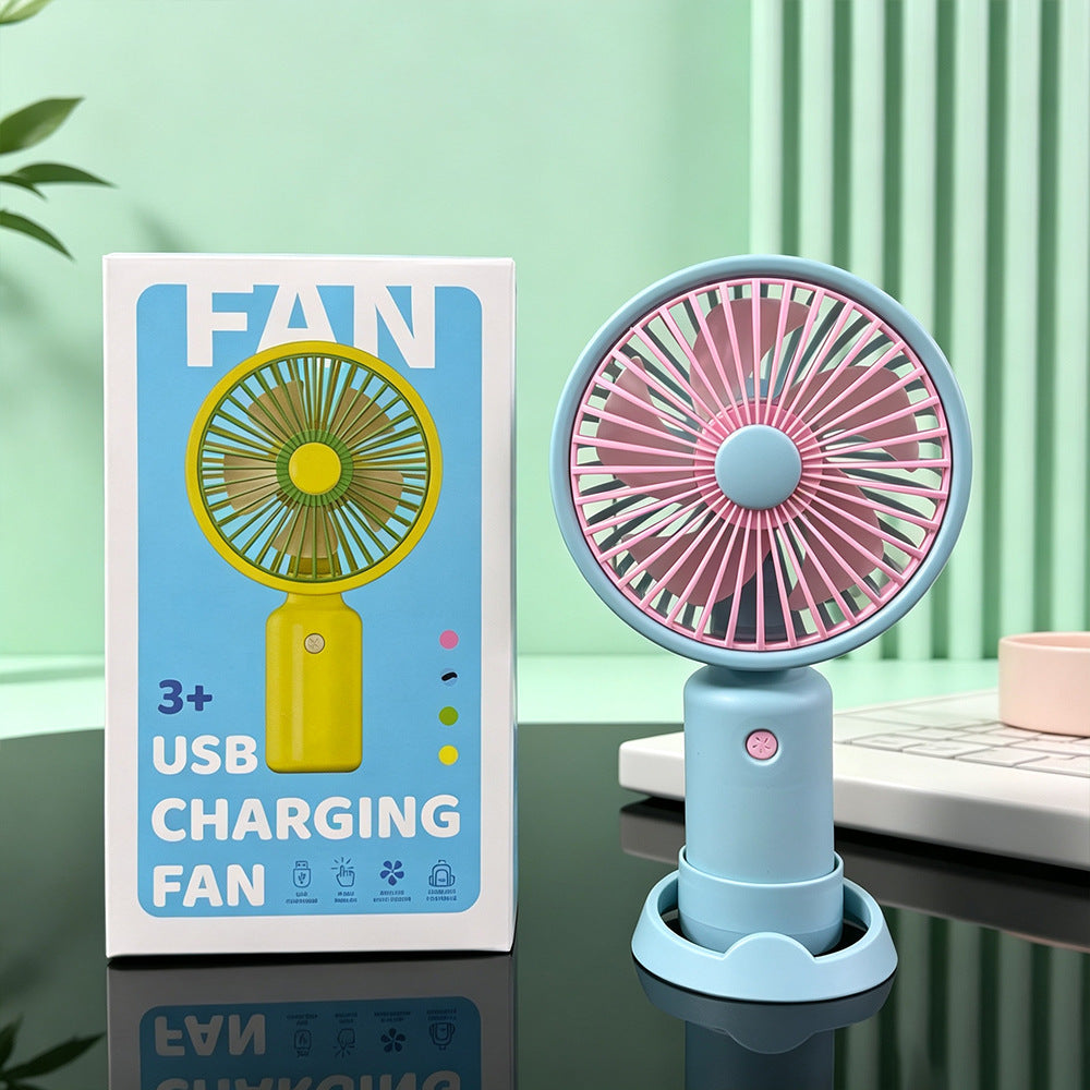 Handheld Mini Fan with Cartoon Flower Design, USB-Powered Desktop Portable Fan