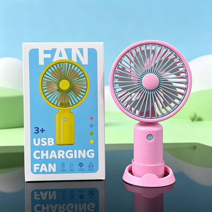 Handheld Mini Fan with Cartoon Flower Design, USB-Powered Desktop Portable Fan