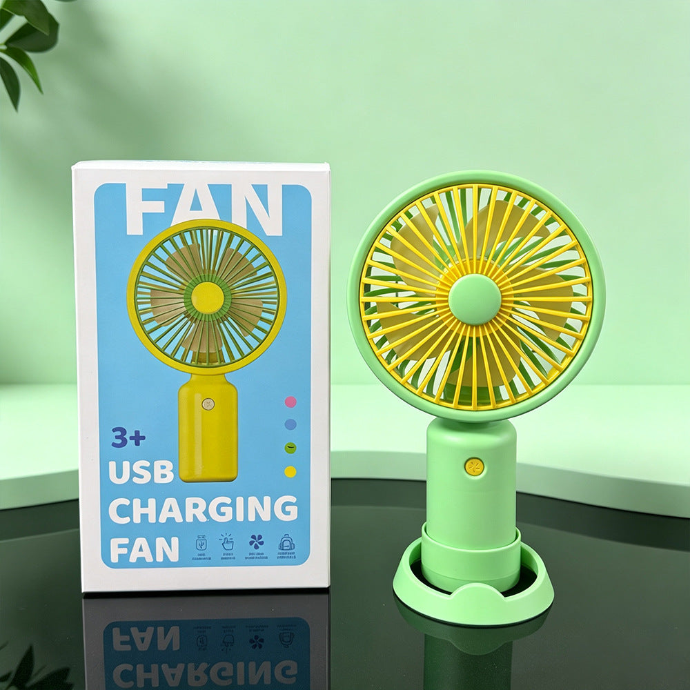 Handheld Mini Fan with Cartoon Flower Design, USB-Powered Desktop Portable Fan