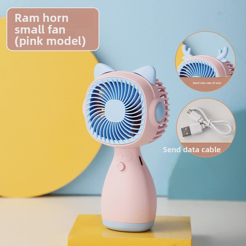 Handheld Mini Fan with Cartoon Flower Design, USB-Powered Desktop Portable Fan