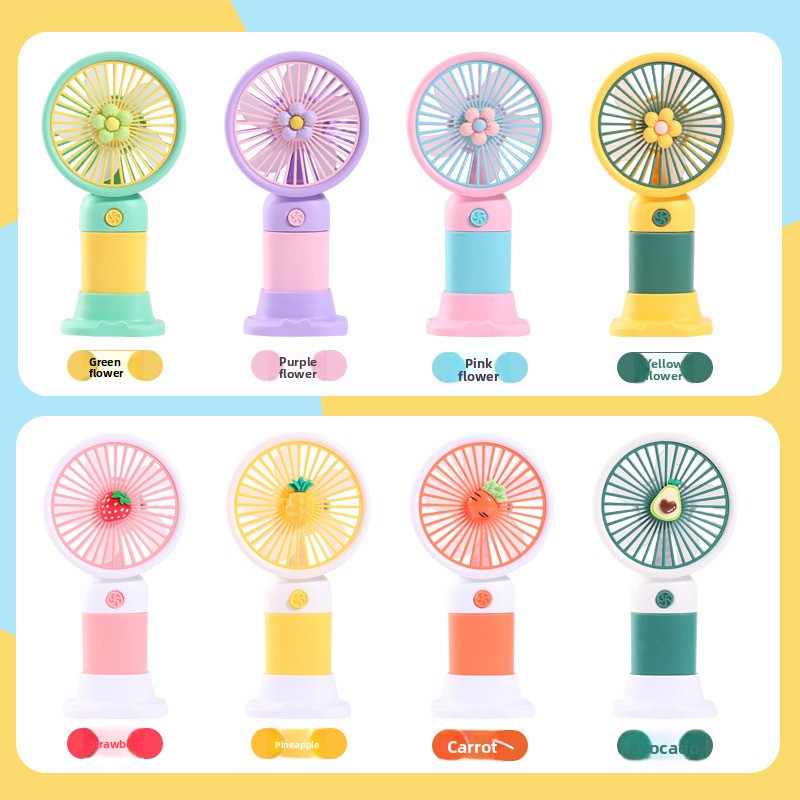 Handheld Mini Fan with Cartoon Flower Design, USB-Powered Desktop Portable Fan