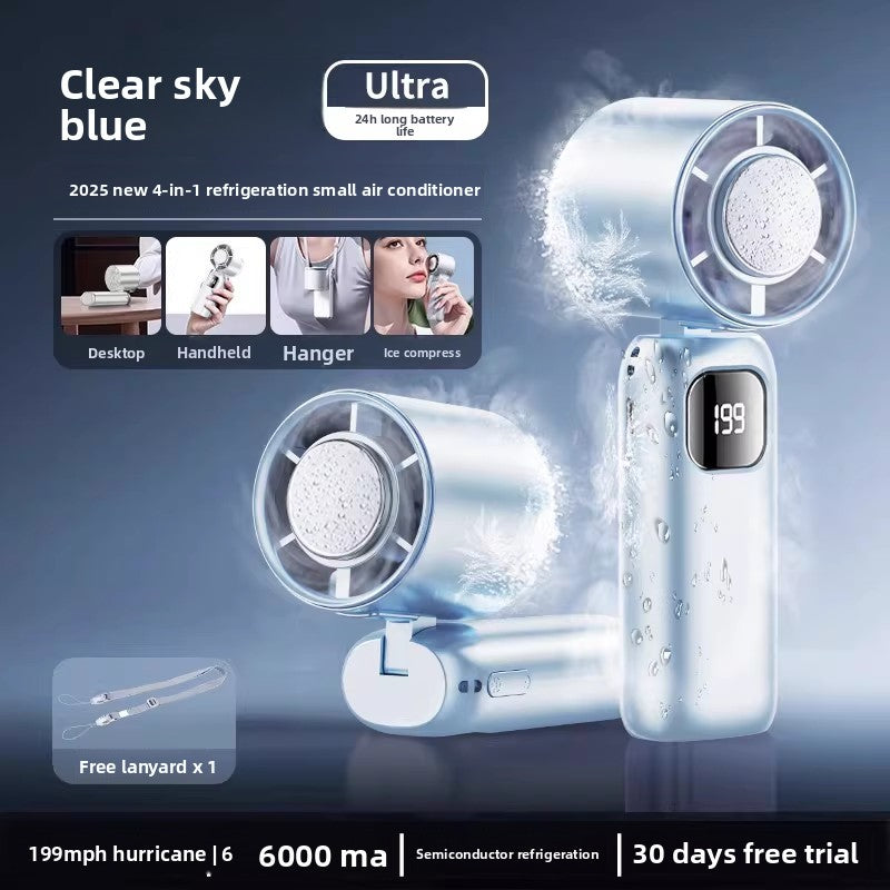 Handheld Mini Fan with Semiconductor Cooling and LED Display