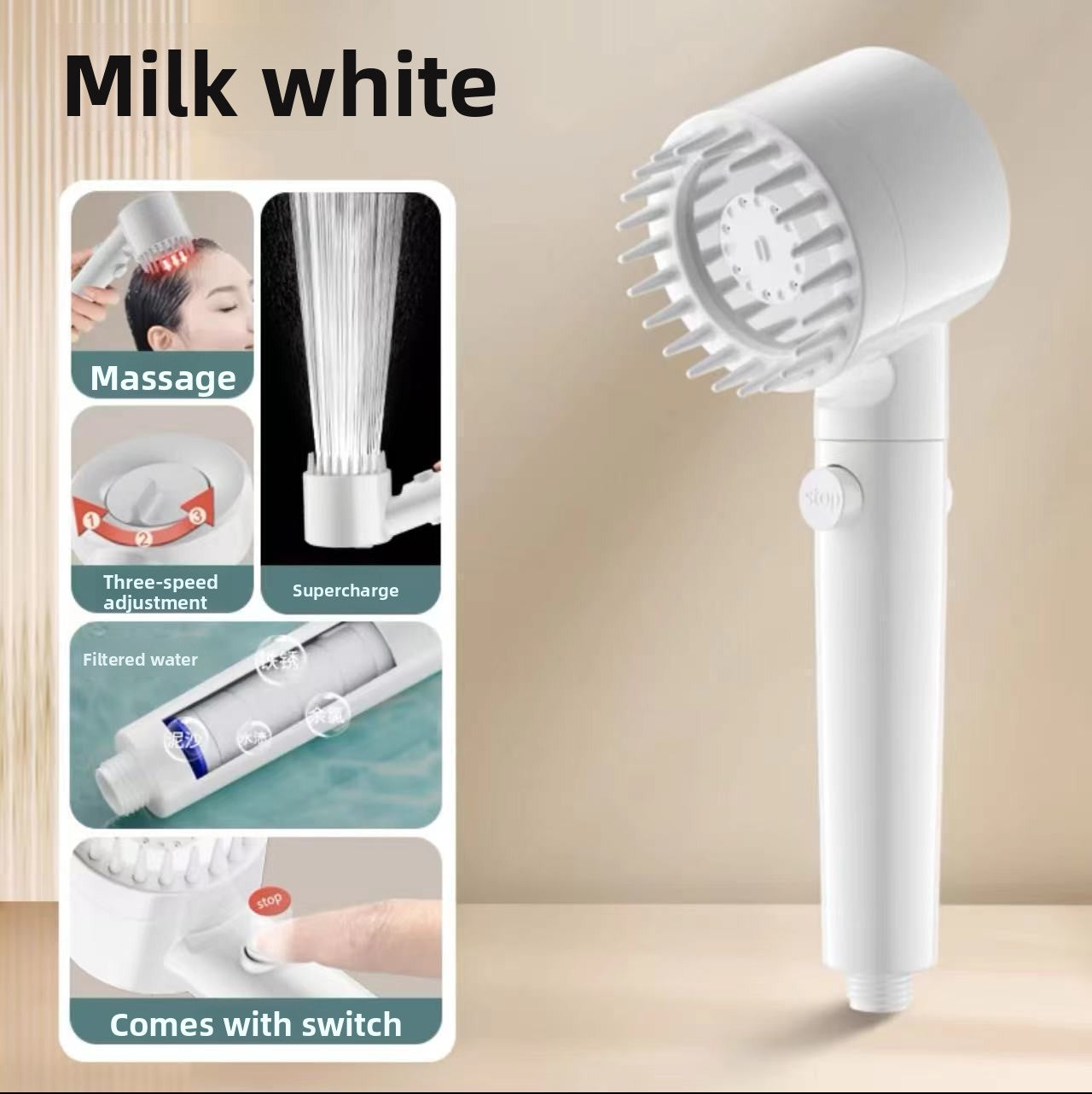 Handheld Multi-Function Shower Head with Water Filter