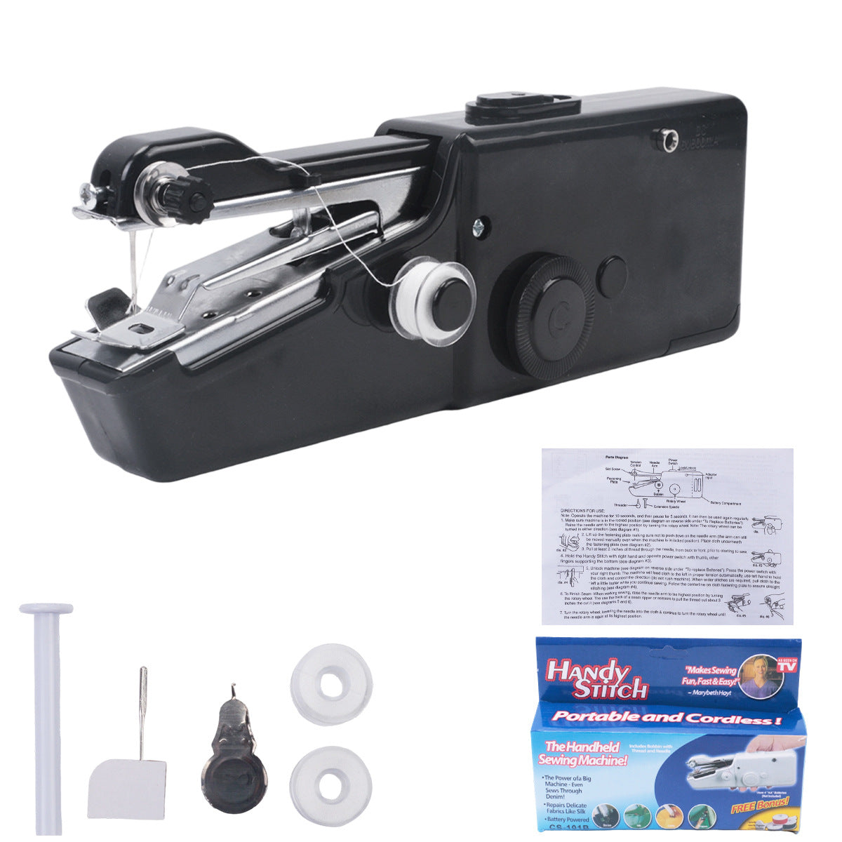 Handheld portable sewing machine