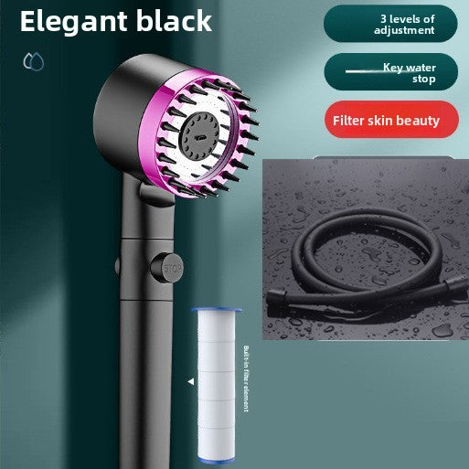 Handheld Pressurized Shower Head with Filter