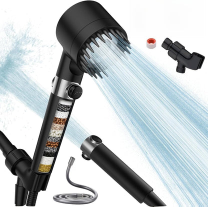 Handheld Pressurized Shower Head with Filter