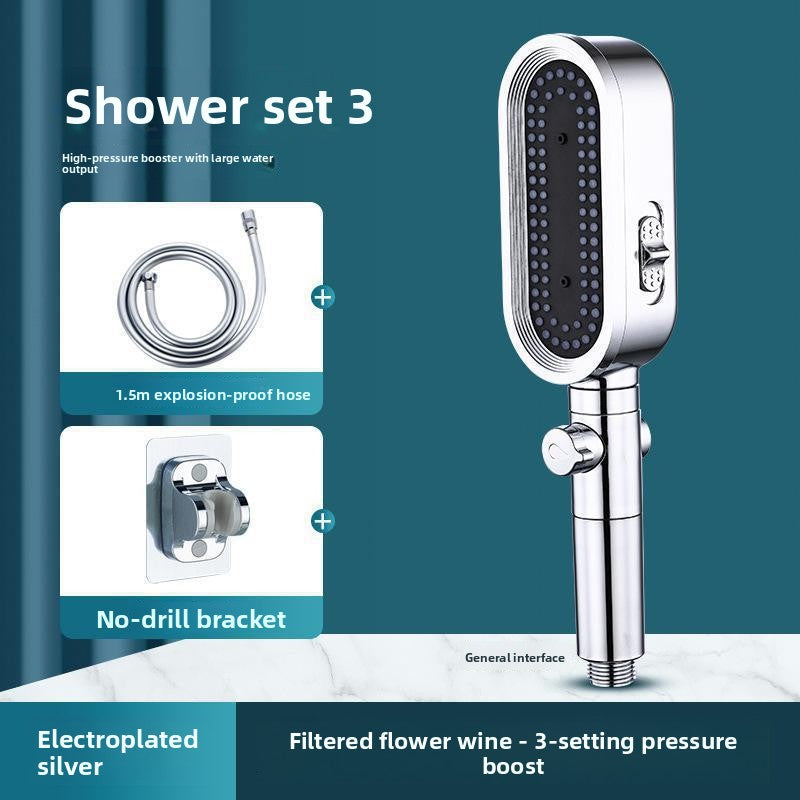 Handheld Pressurized Shower Head with Filter Nozzle