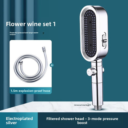 Handheld Pressurized Shower Head with Filter