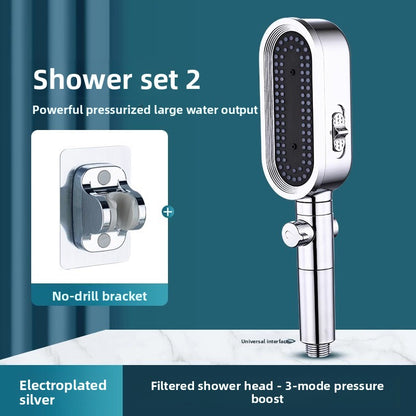 Handheld Pressurized Shower Head with Filter