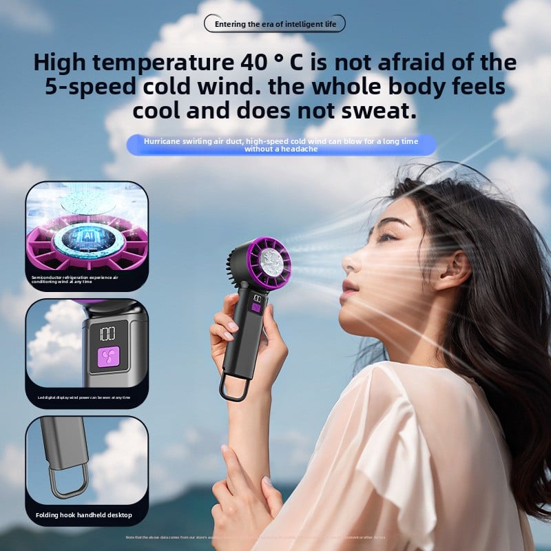Handheld semiconductor-cooled portable mini cooling electric fan