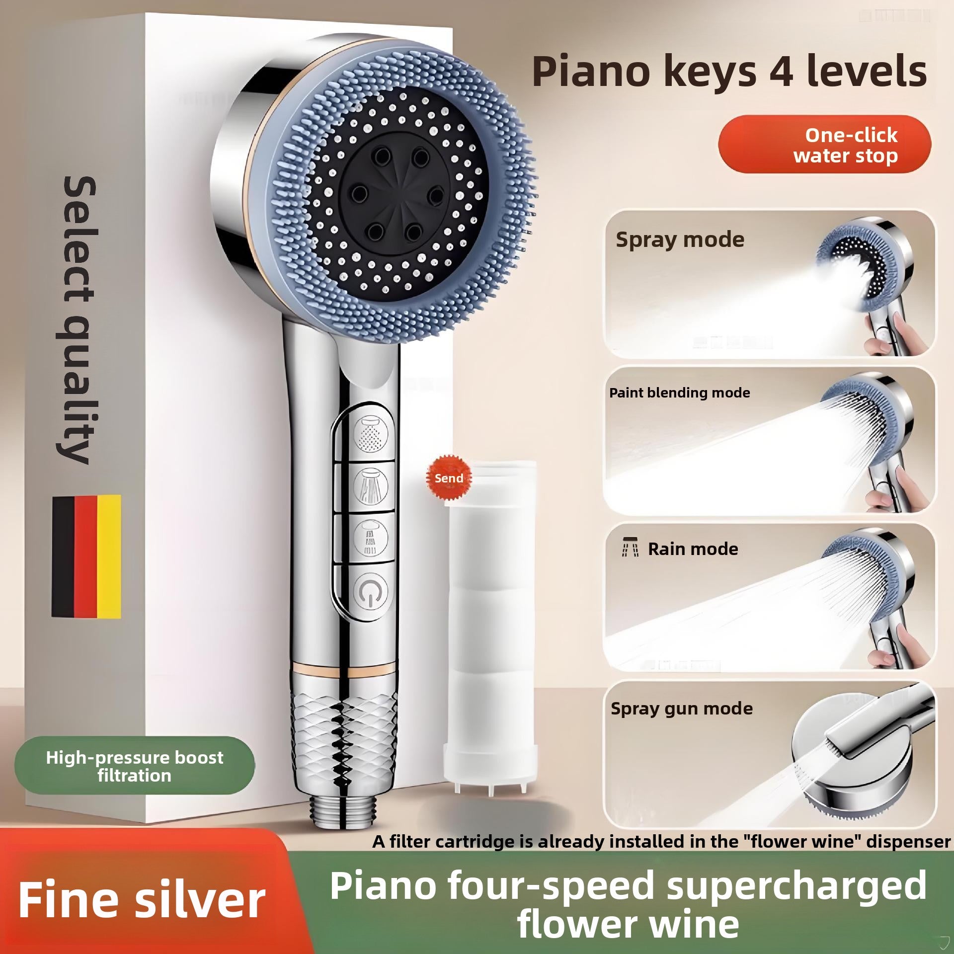 Handheld Shower Head with Multiple Spray Modes
