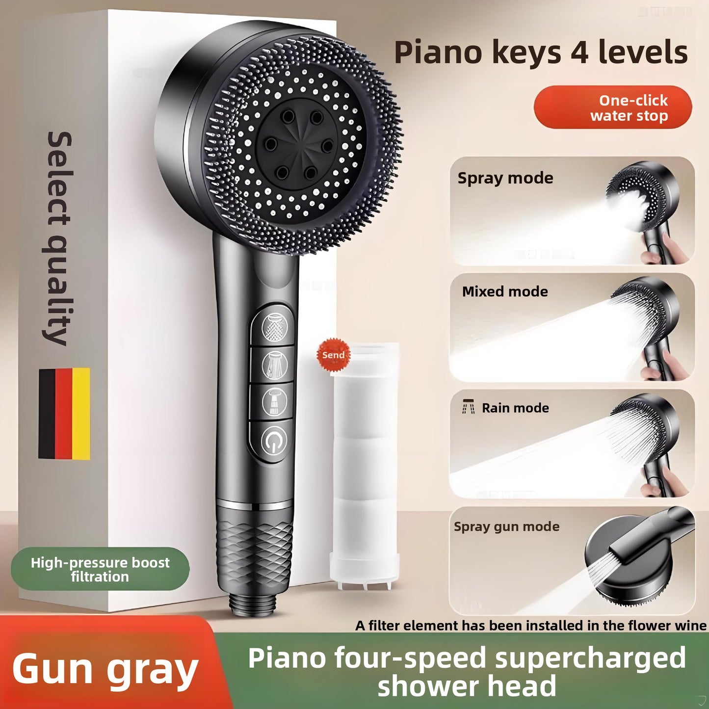 Handheld Shower Head with Multiple Spray Modes