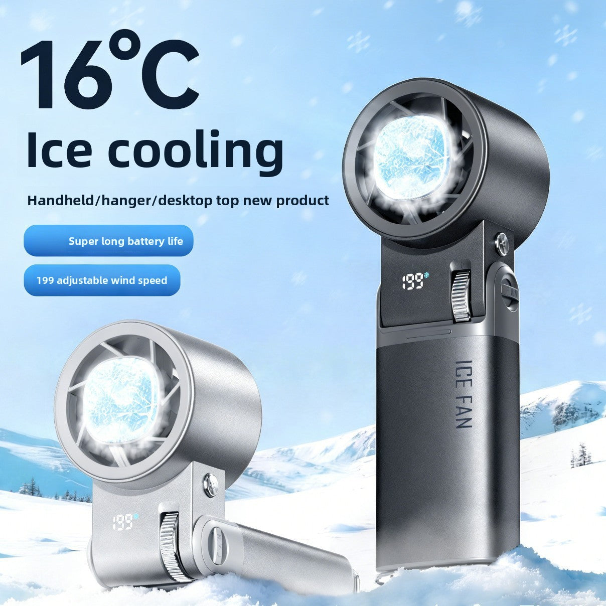 Handheld USB-rechargeable fan