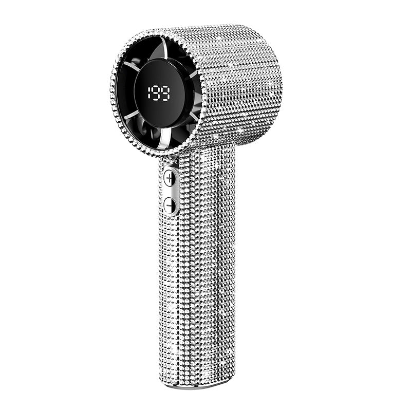 Handheld USB rechargeable fan with digital display