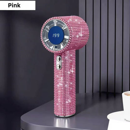 Handheld USB rechargeable fan with digital display