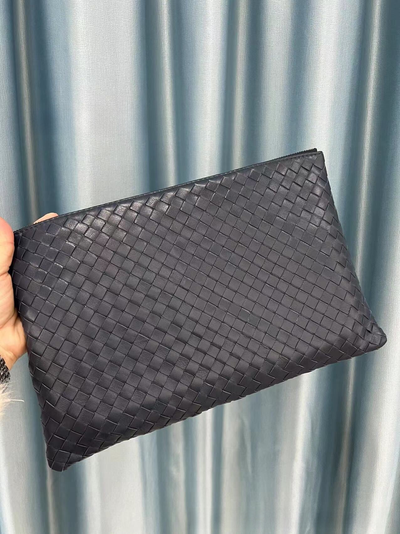 Handheld Zipper Wallet Sheepskin Woven Casual Bag