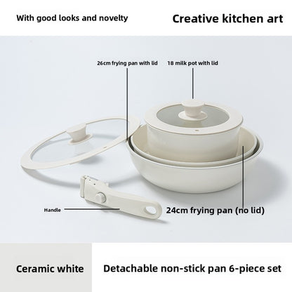 Handle detachable non-stick pan